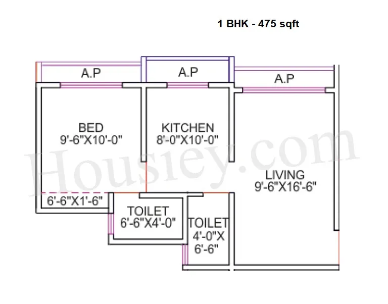 Shree Krishna Elegance Unit plan - 475 sq.ft.